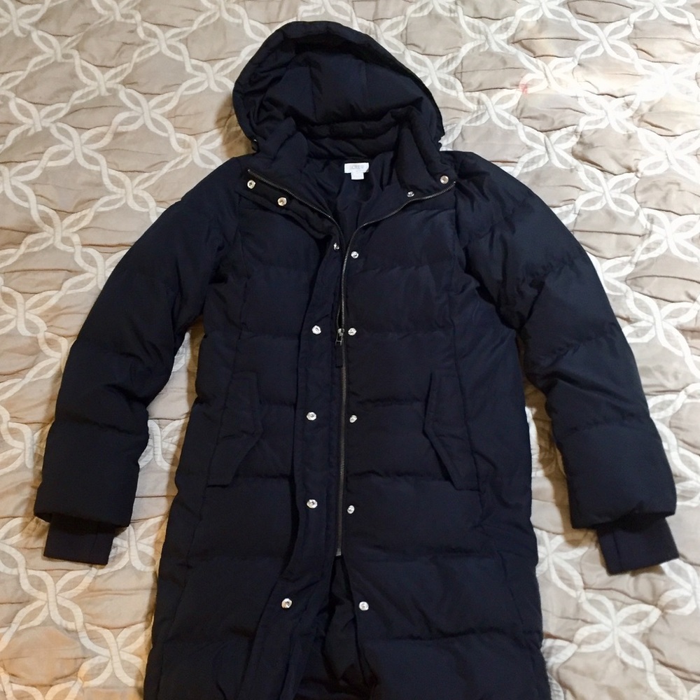 J Crew Factory Long Belted Puffer Jacket